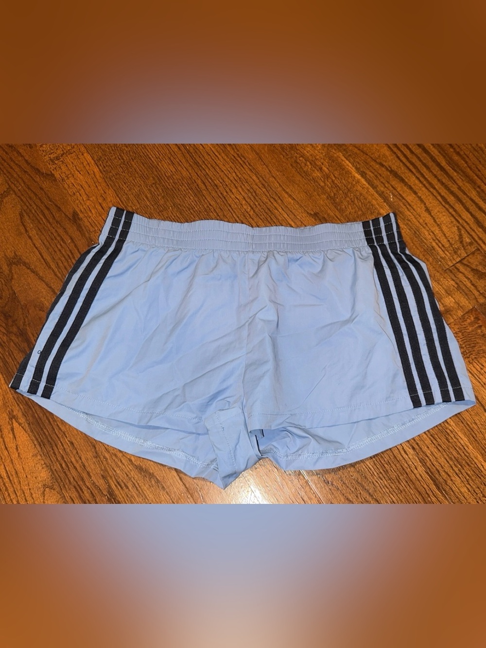 Edikted Light Blue Women’s Athletic Shorts with Navy Side Stripes